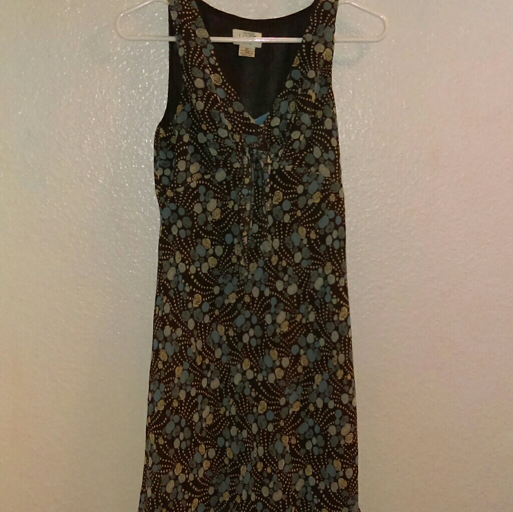 Loft sleeveless brown and blue floral dress